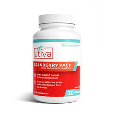 Szio+ Utiva Cranberry PACs bottle ready for daily bladder support