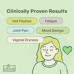 Szio+ UTIVA Menopause Relief on a daytime routine highlights mood balance potential.