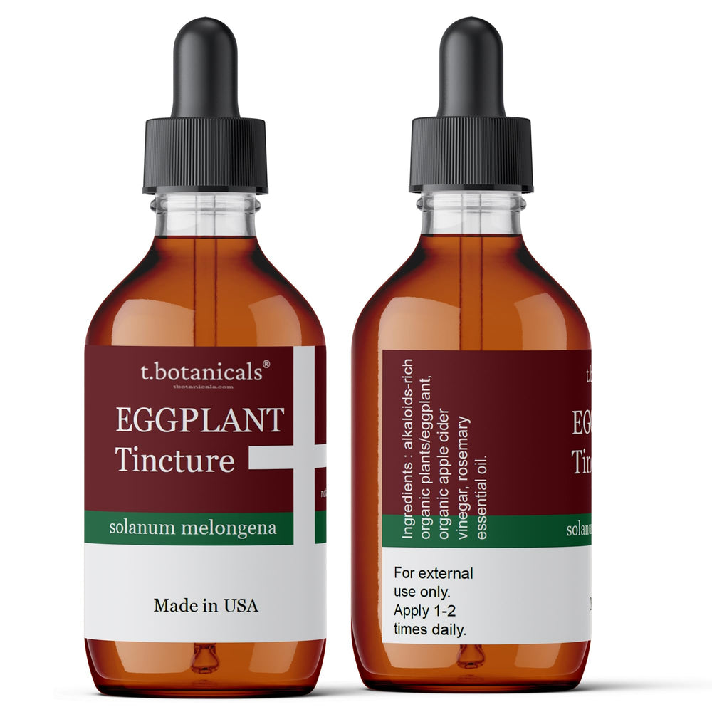 t.botanicals eggplant tincture applied with cotton ball to affected skin