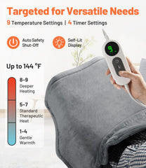 TABEKE heat pad includes a 4-timer auto-off for worry-free use.