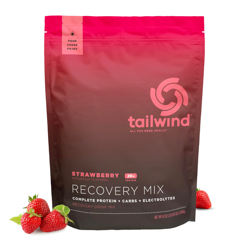 Tailwind Recovery Mix packaging close-up emphasizes complete recovery formula