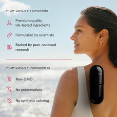 Tally Health vegan non-GMO badge on packaging indicating clean formula