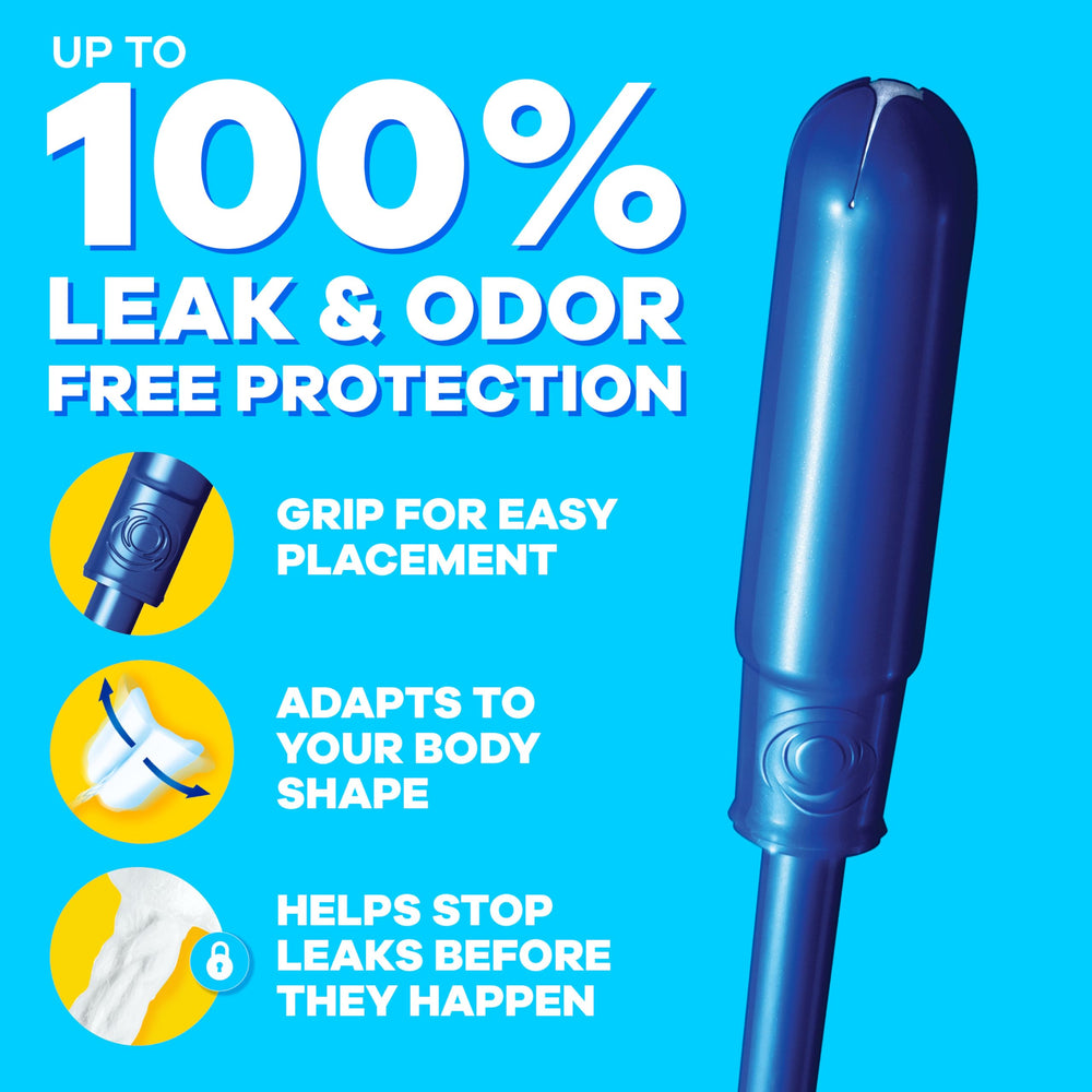 Tampax Pearl applicator with anti-slip grip for easy insertion.