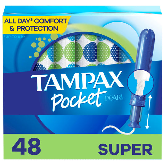 Tampax Pocket Pearl tampons with LeakGuard Braid protect against leaks during daily activities