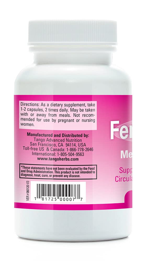 Tango FemmePhase label detail showing 60 vegetarian capsules