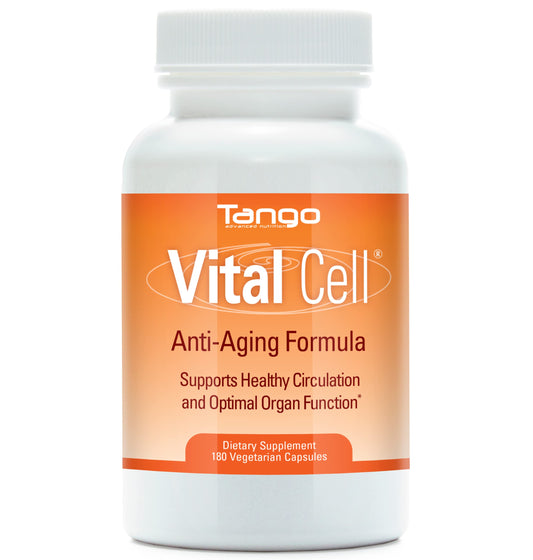 TANGO Vital Cell bottle front showing circulation support concept.