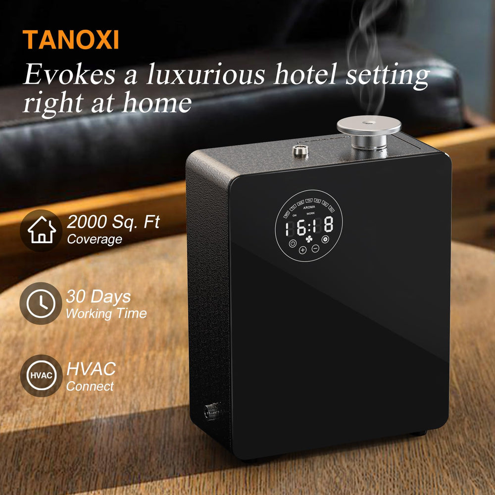 TANOXI wall-mount setup shown for versatile placement and discreet operation.
