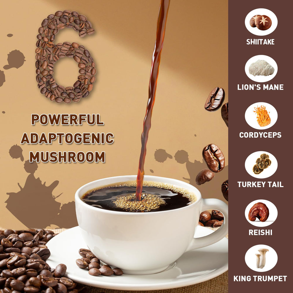 TAOTERS Mushroom Coffee cup steaming, ready to boost focus and mood.