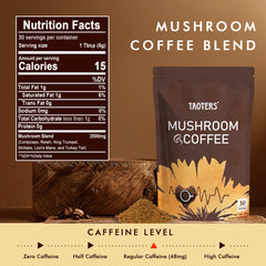 TAOTERS Mushroom Coffee pour stream with creamy texture and mushroom notes.