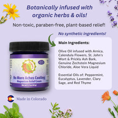 Taspen's Organics Magnesium No More Aches Cream with arnica for soothing post-activity recovery.
