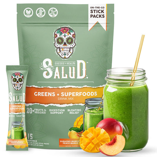 Taste Salud 2-in-1 greens packets for on-the-go nutrition and digestive support