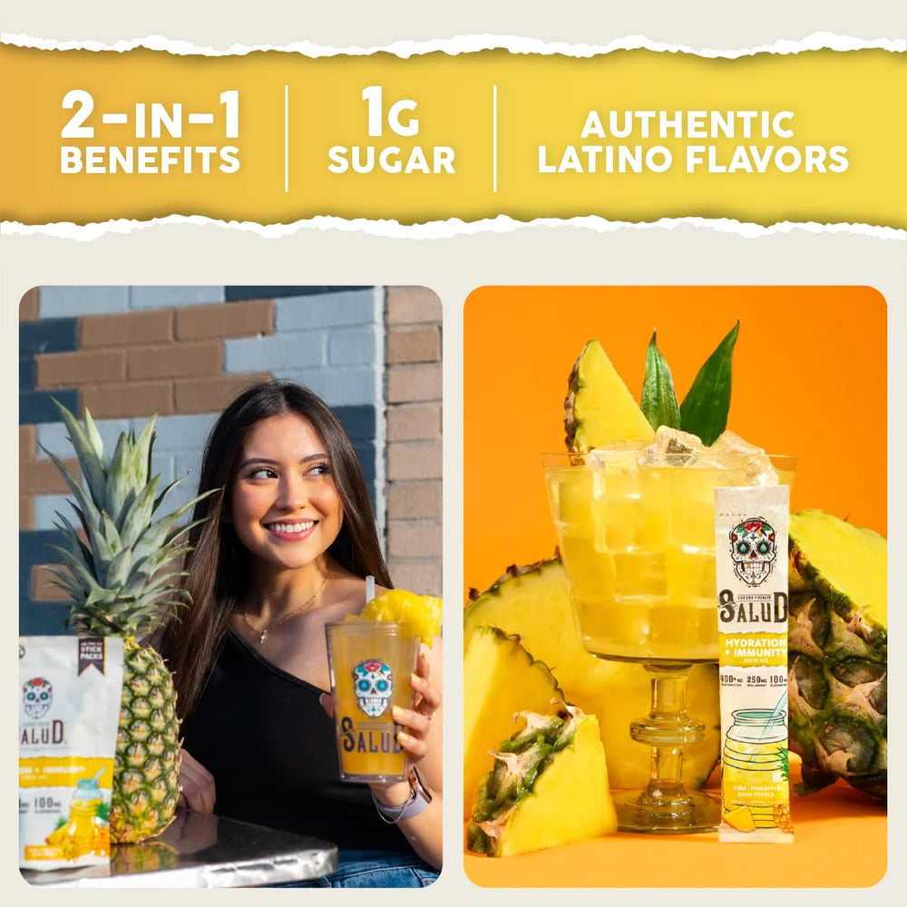 Taste Salud immunity electrolytes packet with Wellmune for everyday energy support.