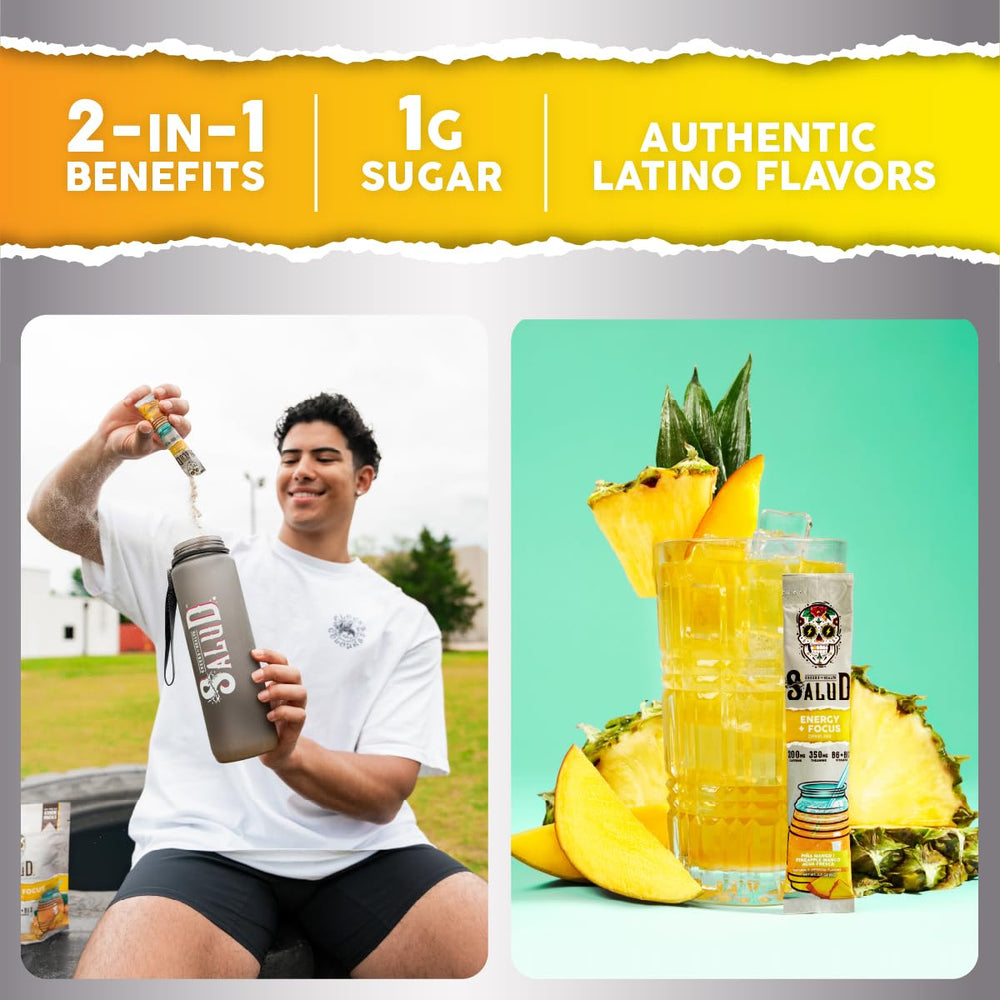 Taste Salud on-the-go stick pack shown for convenient clean energy