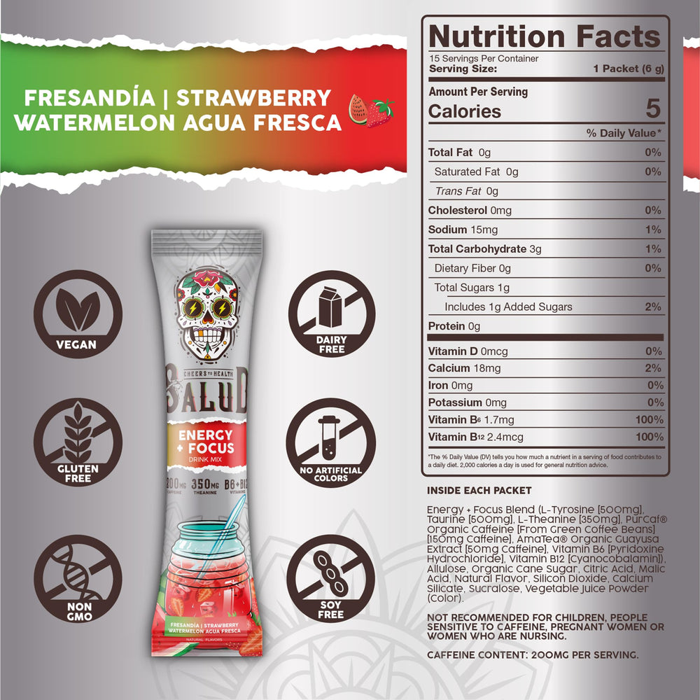Taste Salud organic caffeine from PurCaf and AmaTea for balanced energy.