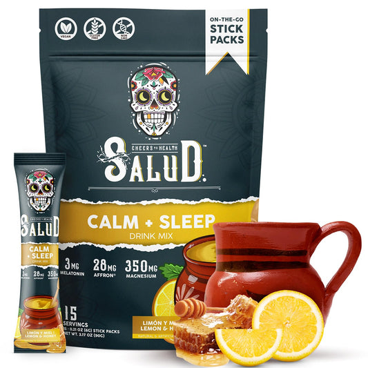 Taste Salud 2-in-1 Sleep Aid bottle pour with lemon honey flavor for a calm evening routine