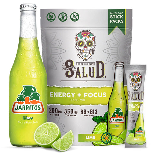 Taste Salud x Jarritos lime stick-pack on the go for focus.