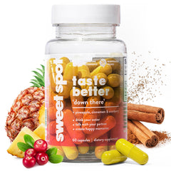 Taste The Sweet Spot pineapple-cranberry capsules bottle front for daily freshness support