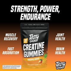 TASTY GAINS Creatine Gummies serving idea displays convenient daily supplementation
