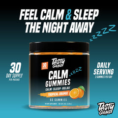 TASTY GAINS magnesium gummies close-up with lemon balm and L-Theanine benefits