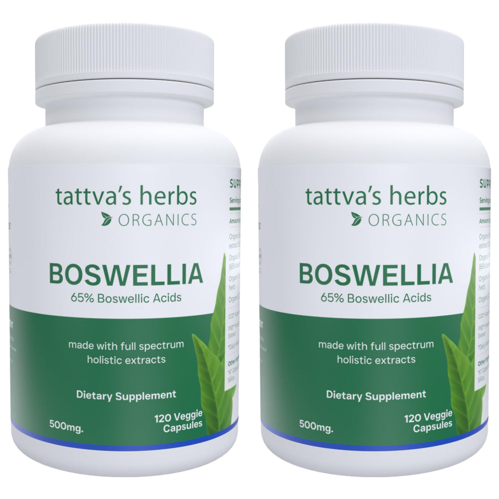 Tattva's Herbs Boswellia Serrata 500mg bottle front supports daily joint comfort.