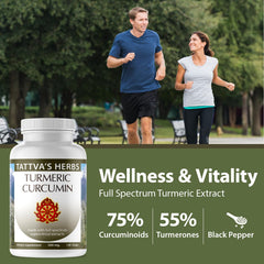 Tattva's Herbs Turmeric Curcumin label details and ingredients.