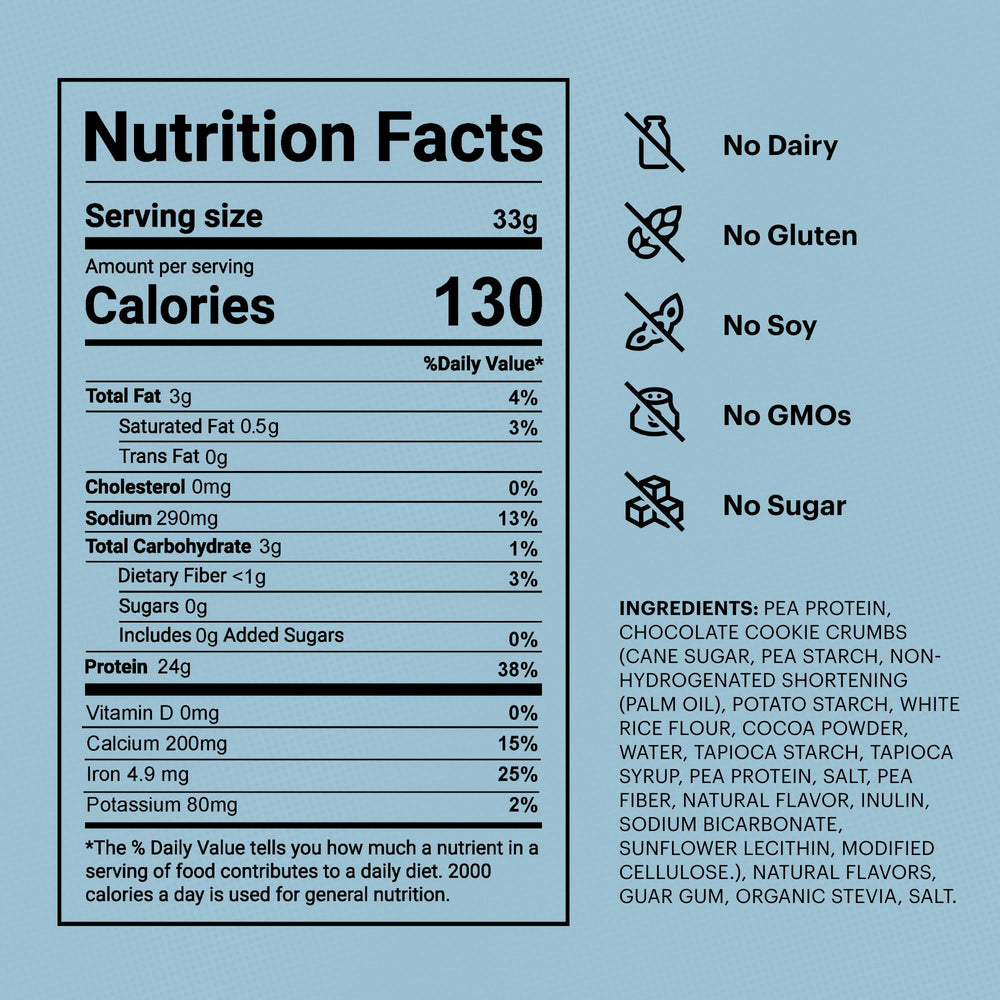 TB12 vegan pea protein bag front ready for on-the-go shakes.