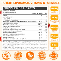 Tcemundry liposomal delivery technology illustration highlights efficient vitamin C absorption.