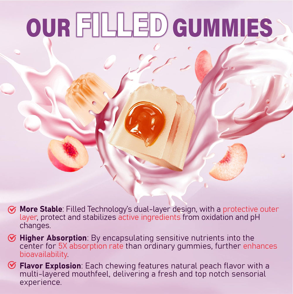 Tcemundry peach-flavored sugar-free gummies promote gentle digestion.