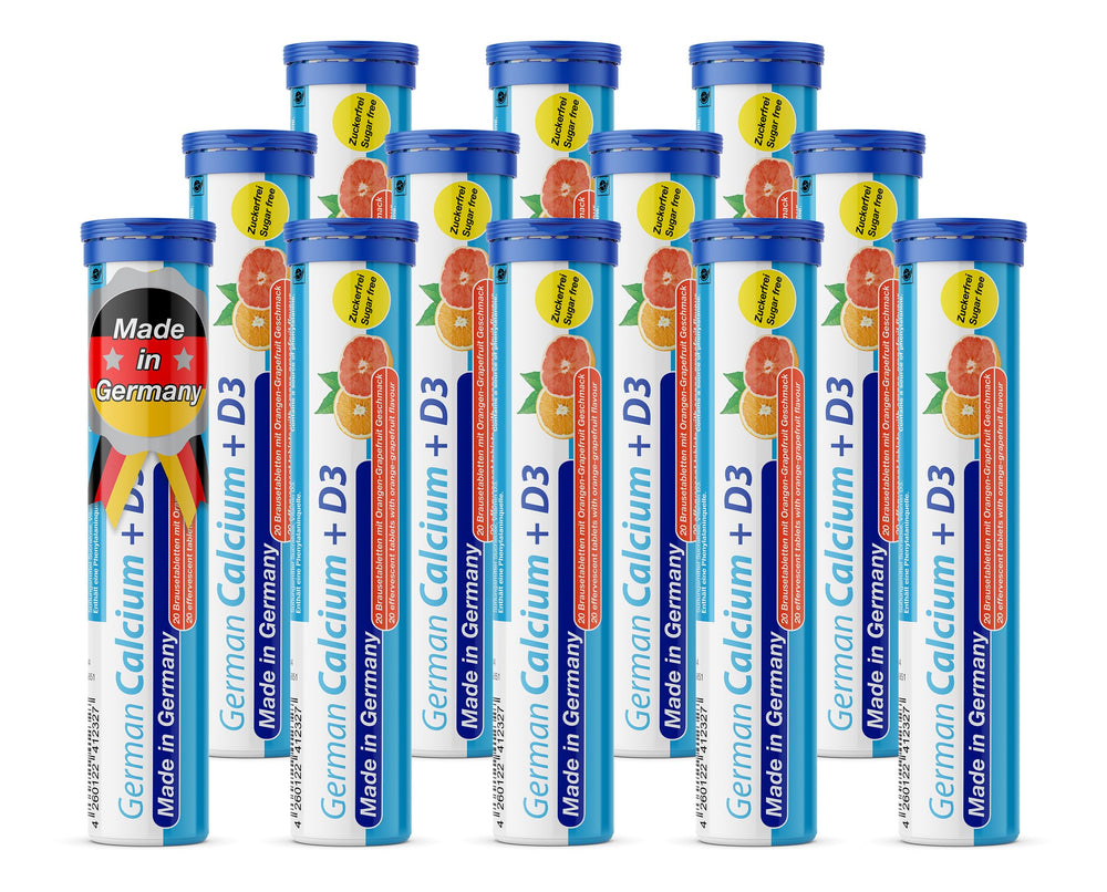 T&D German Calcium + D bottle with orange grapefruit flavor for daily calcium support.