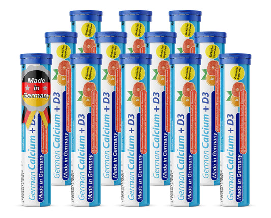 T&D German Calcium + D bottle with orange grapefruit flavor for daily calcium support.