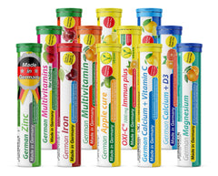 T&D German Vitamin box front showing mixed fruit flavors for daily hydration.