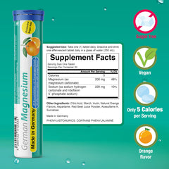 T&D orange-flavor effervescent tablet close-up with appealing taste.