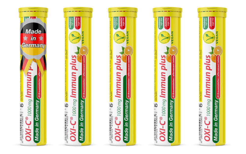 T&D Oxi C orange flavor tube pack showing convenient 100-dose supply.