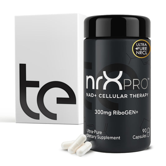 te nrXPRO bottle and label emphasizing USA-made supplement for cellular health