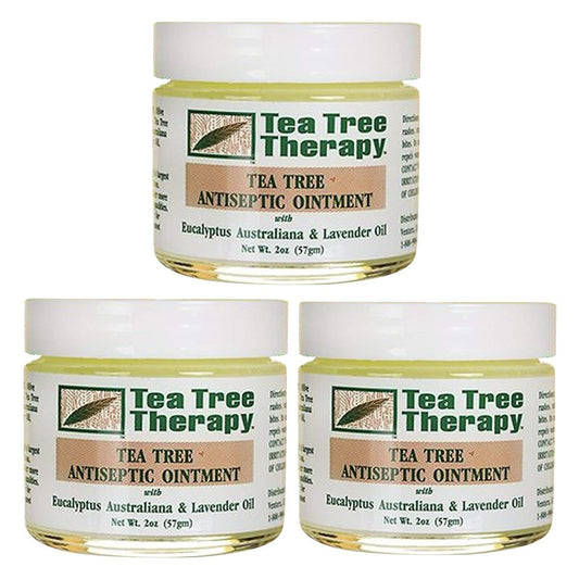 tea tree therapy antiseptic ointment 2 oz tube front view for soothing minor skin irritations.