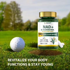 TEATTY NAD+ & Resveratrol capsules dispensed for convenient daily intake