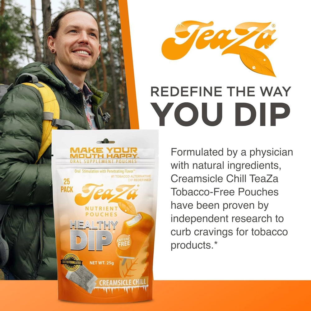 TeaZa Creamsicle Chill pouch dissolves in hot or cold water.