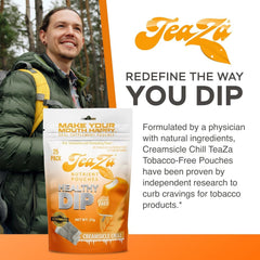 TeaZa Creamsicle Chill pouch dissolves in hot or cold water.