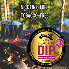 TeaZa Energy Pouches Bangin Black Cherry closeup highlights bold flavor and aroma.