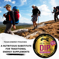 TeaZa Energy Pouches Bangin Black Cherry textured pouch implies discreet on-the-go use.