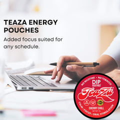 In-hand use of TeaZa pouch for discreet, on-the-go energy