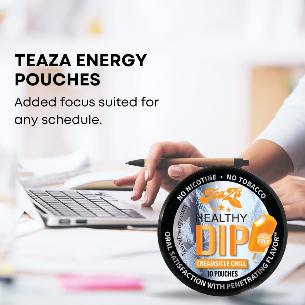 TeaZa Creamsicle Chill dropped in water creates a refreshing energy tea without steeping.