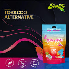 TeaZa logo on package emphasizes a plant-based dip alternative.