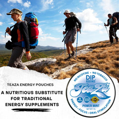 TeaZa Power Mint 8-pack box emphasized as a convenient energy option