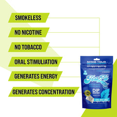 TeaZa tobacco-free chew Cool Mint Chill for an on-the-go clean feel.
