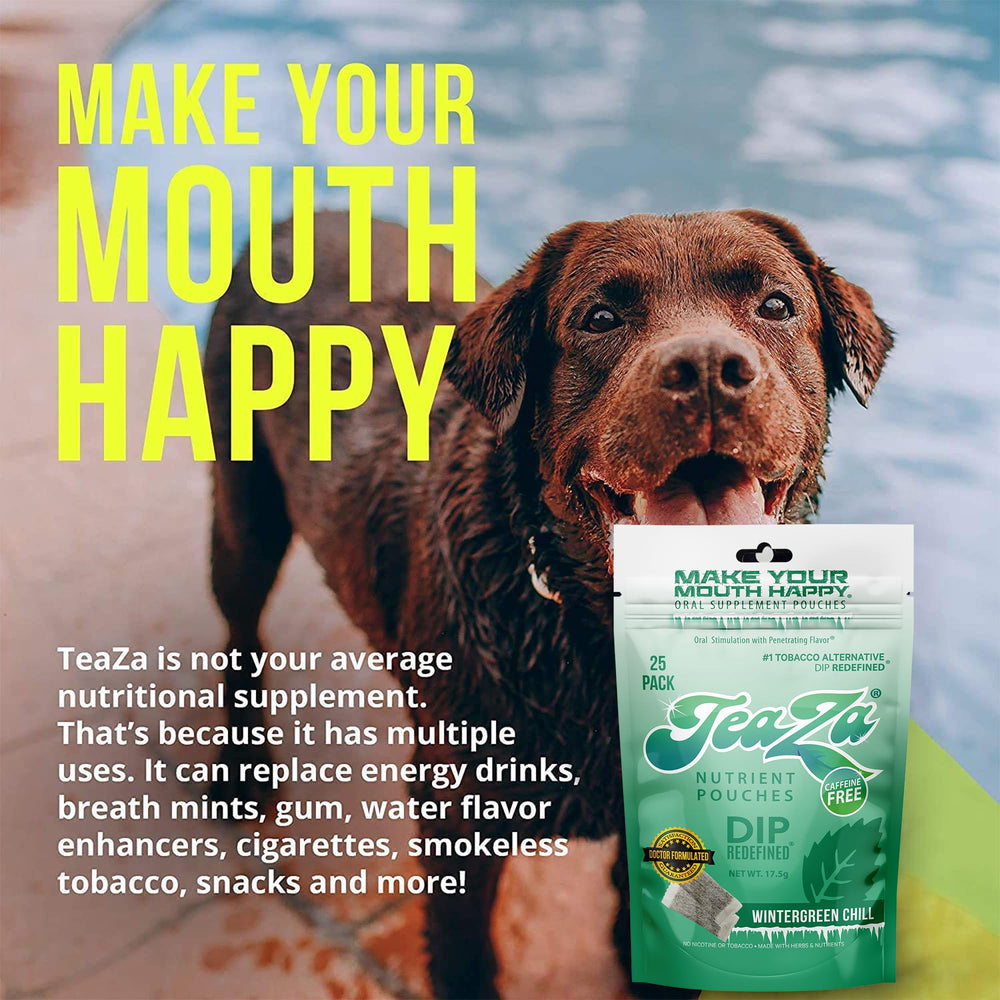TeaZa Wintergreen Chill front packaging emphasizes eight-pack value