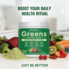 Tecepec prepared-green drink in glass conveys refreshing, easy-to-use health boost for daily energy.
