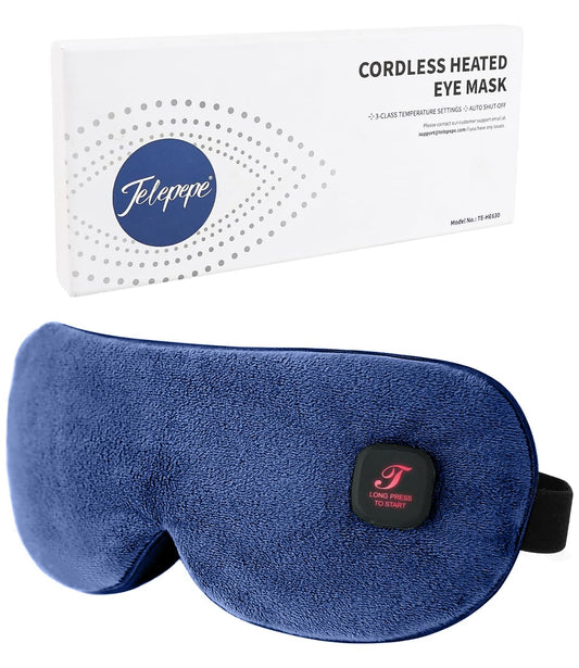 Telepepe heated eye mask product image with soft fabric and soothing warmth.