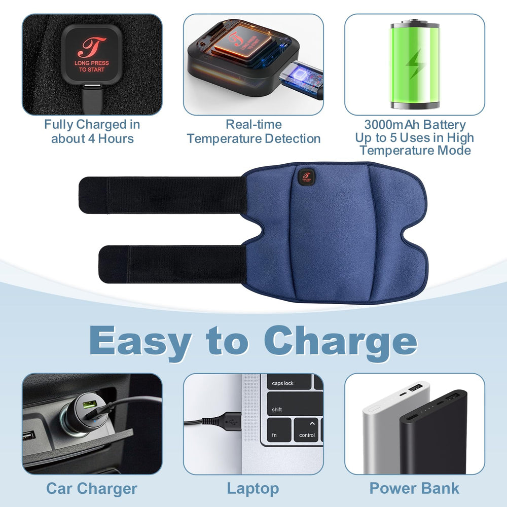Telepepe heated knee pad charges via USB for easy top-up