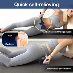 Telyora Psoas Release Tool wall-use position enables gravity-assisted release.